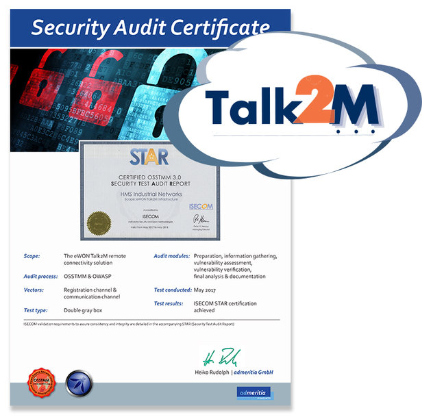 eWON® Talk2M, ISECOM STAR 보안 인증 획득
